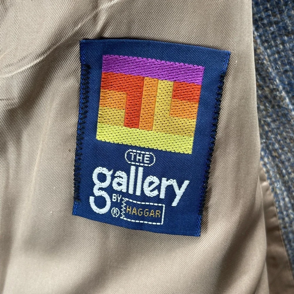 Vintage The Gallery Haggar Blazer Mens 44L Elbow Patch Old Money Preppy Business